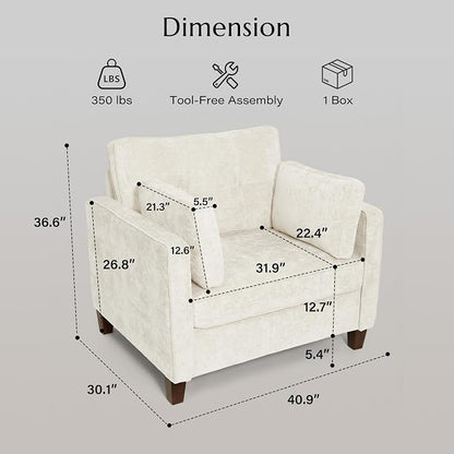 Luxury Oversized Accent Chair Set of 2, 40.9" Upholstered Piping Single - Image 2