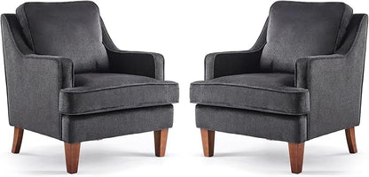 VINGLI Black Accent Chairs Set of 2, Mid Century Modern Chairs, Upholstered by VINGLI