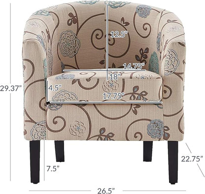 BELLEZE Living Room Chairs Set of 2, Linen Round Accent Barrel Chairs, Club Tub - Image 3