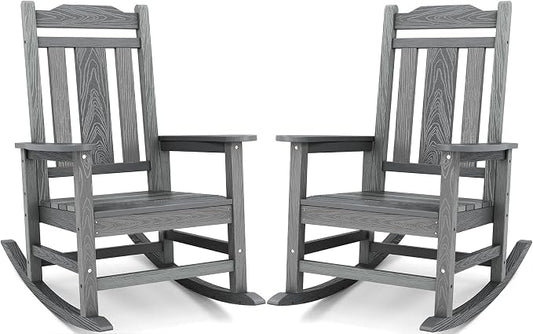 SERWALL Oversized Outdoor Rocking Chair Set of 2, All Weather Patio Rocking by SERWALL