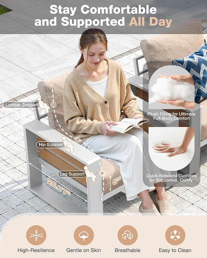 Aoxun Aluminum Patio Furniture Set - Image 3