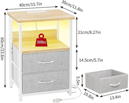 Fixwal Night Stand with Charging Station, LED Nightstand with U-S-B Ports and - Image 2