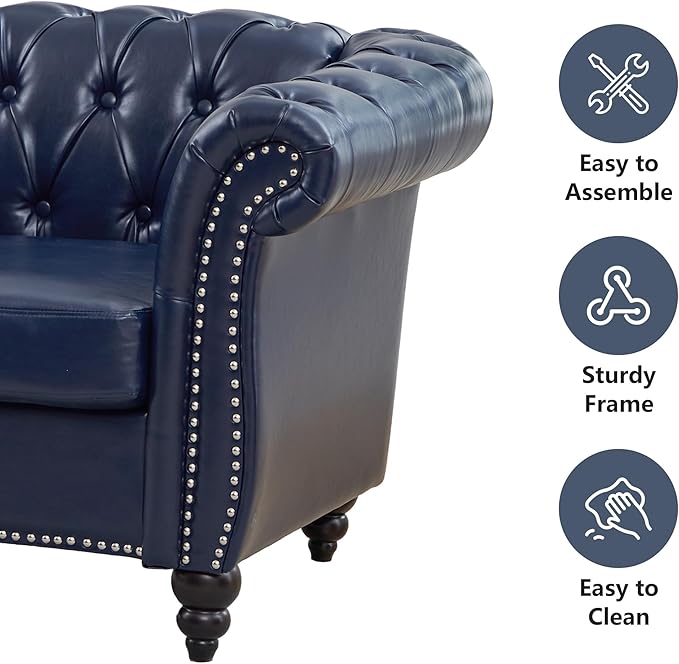QHITTY 2 Piece Living Room Set, Chesterfield Sectional Sofa Chair Contemporary - Image 3