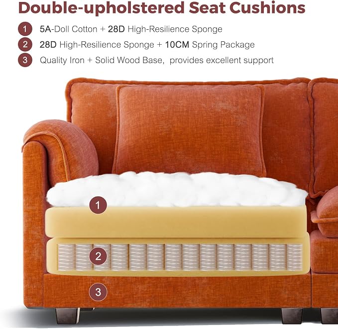 ELUCHANG 150" U Shaped Modular Sectional Cloud Couch - Image 8