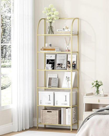 Hzuaneri Bookcase Bookshelf, Tempered Glass Arched Bookshelf - Image 7