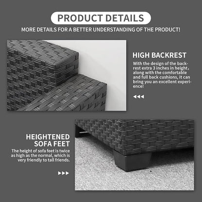 Rattaner 5-Piece Patio Furniture Sofa Set Outdoor Wicker Sectional Couch - Image 8