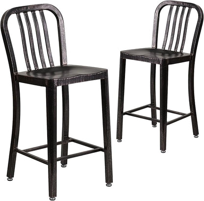 Flash Furniture Gael Commercial Grade 2 Pack 24" High Black-Antique Gold Metal by FlashFurniture