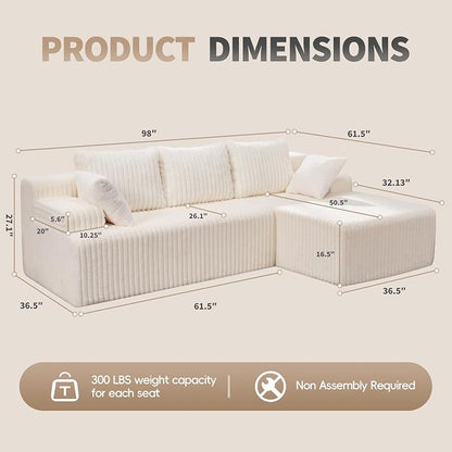 Modular Sectional Sofa Couches L-Shape Couch 3 Seat Modular Sofa Memory Foam - Image 2