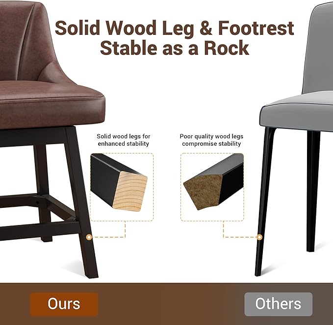 YaFiti Swivel Bar Stools Set of 2, 26 Inch Counter Height Bar Stools - Image 8