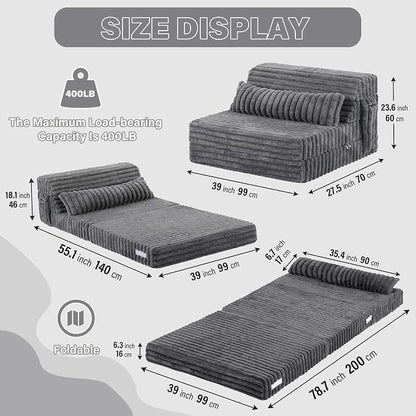 Tiita Folding Sofa Bed Twin Size, Convertible Sleeper Chair Mattress - Image 3