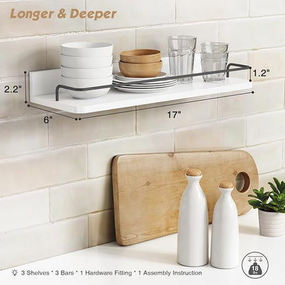 Forbena White Floating Shelves Bathroom Shelves Over Toilet Set of 3, Bathroom - Image 3