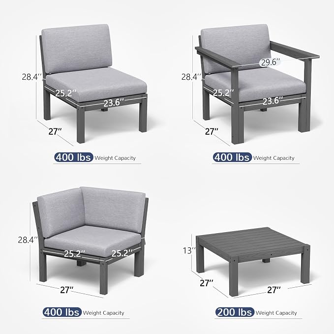 Stoog Patio Furniture Set, 6-Piece All-Weather Outdoor Sectional Sofa Set - Image 2