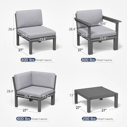 Stoog Patio Furniture Set, 6-Piece All-Weather Outdoor Sectional Sofa Set - Image 2