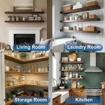LEOPO Black 4-Pack 8 inch Floating Shelf Brackets, Hidden Shelf Bracket - Image 8