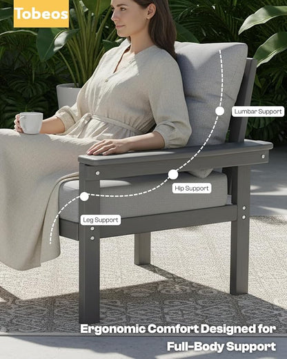 HDPE 3 Piece Patio Furniture Set, All-Weather Outdoor Couch Bistro Set - Image 3