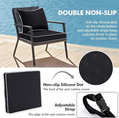 MIULEE Black Outdoor Seat Cushion 22x24 Inch Waterproof & 3 Year Fade Resistant - Image 4