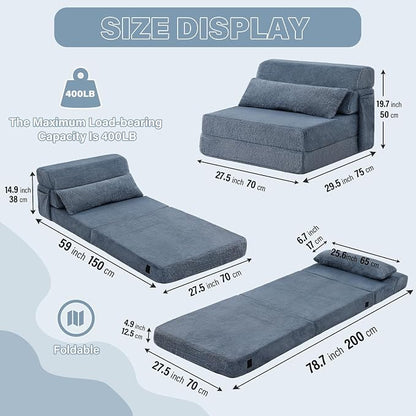 Tiita Convertible Folding Sofa Bed Single Size - Image 2