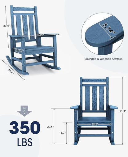 KINGYES Oversized Outdoor Rocking Chair Set of 6, All-Weather Patio Rocking - Image 3