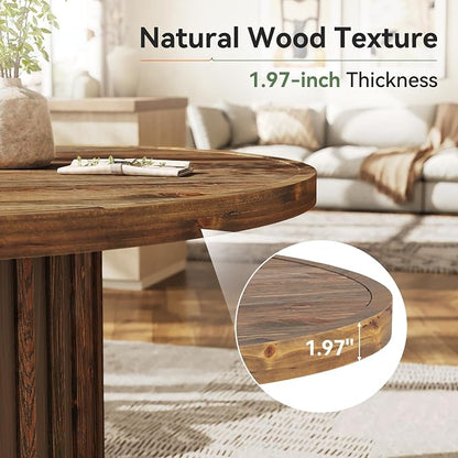 47" Solid Wood Dining Table for 4-6, Farmhouse Round Kitchen Table - Image 4