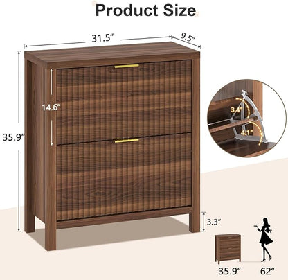 YOMILUVE Shoe Cabinet Storage for Entryway, Fluted Shoe Cabinet - Image 2