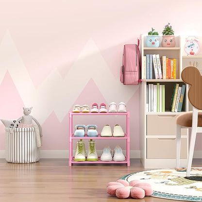 HITHIM 3-Tier Pink Shoe Racks for Women/Girls/Kids' Closet, Small Shoe Storage - Image 5