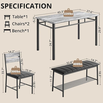 IRONCK Dining Table Set for 4, Kitchen Table - Image 2