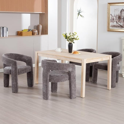 Modern Chenille Barrel Dining Chair Upholstered Fabric Dining Room Chair - Image 7