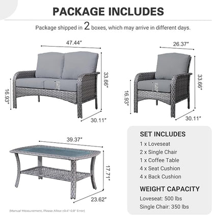 ovios 4-Piece Patio Furniture Set, Outdoor Wicker Sofa - Image 8