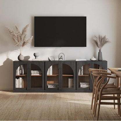 BELLEZE 2 Tier Bookshelf with Arched Glass Door - Image 6