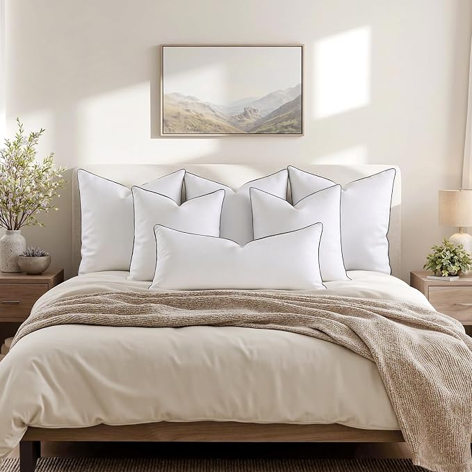 MIULEE Goose Feather Down 28x28 Euro Pillow Insert Set of 2 - Image 7