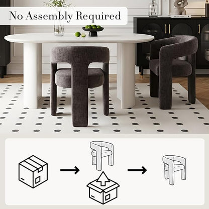Modern Chenille Dining Chairs Set of 4, Upholstered Barrel Chairs - Image 3