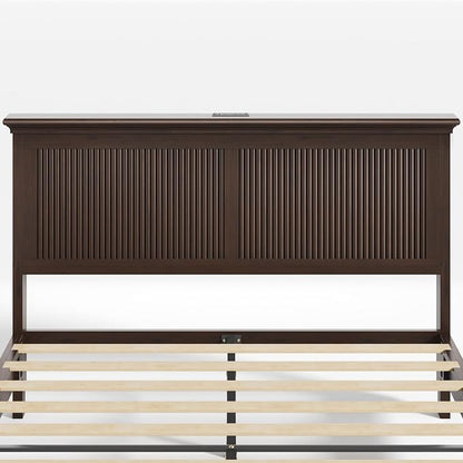 Lifezone Queen Bed Frame with Headboard, Solid Wood Bed Frame Queen Size with - Image 10