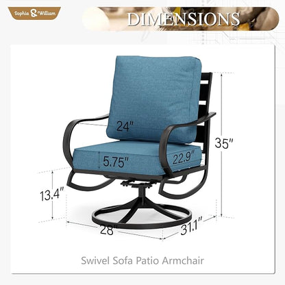 Sophia & William 2 Pieces Patio Furniture Sets Metal Sofa Chairs Patio Cushion - Image 7