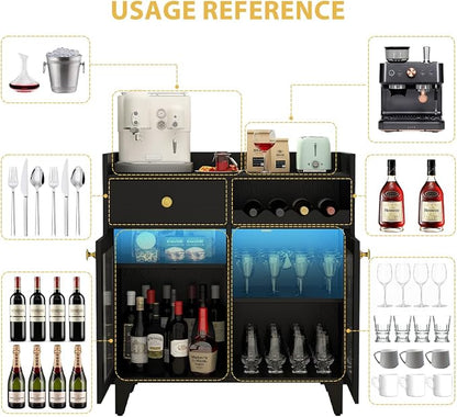 COCO DESIGN Small Bar Cabinet, Farmhouse Buffet Coffee Sideboard - Image 5