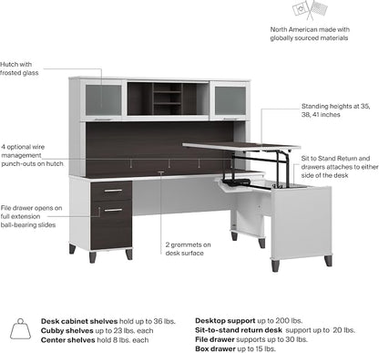 Bush Home 72-Inch L-Shaped Sit to Stand Desk - Image 8