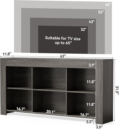 LITTLE TREE TV Stand with Storage, 63-Inch Entertainment Center with Shelves - Image 3
