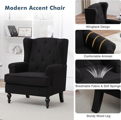 Accent Chair for Living Room, Mid Century Modern Upholstered Armchair, Wingback - Image 5