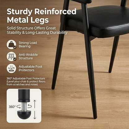 HNY Modern Dining Room Arm Chairs Set of 4, Retro Faux Leather Upholstered - Image 5