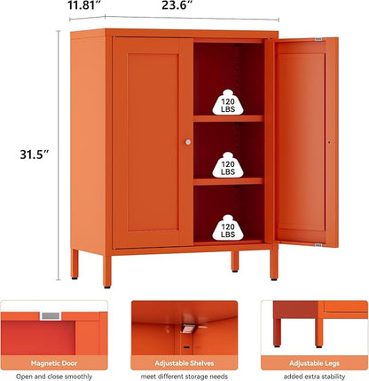 YAUWOH Metal Bathroom Storage Cabinet, Bathroom Floor Storage Cabinet - Image 3