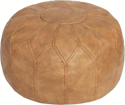 Thgonwid Unstuffed Moroccan Faux Leather Pouf Ottoman by Thgonwid