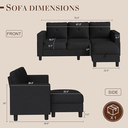 JAMFLY Convertible L-Shaped Sectional Sofa - Image 2
