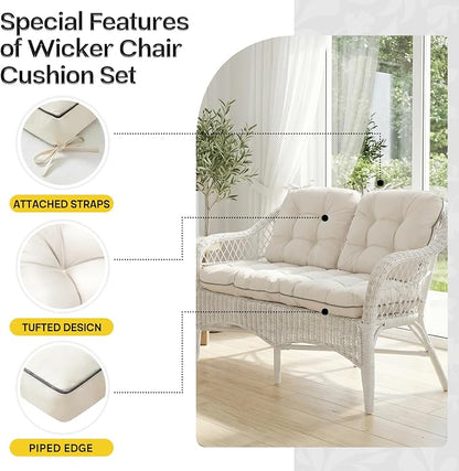 1 MIDDLE ONE Wicker Chair Cushions 3 Pieces Set - Image 7
