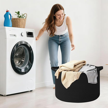 115L Extra Large Blanket Basket, Woven Rope Laundry Basket Hamper - Image 7