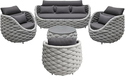 TWT Outdoor Patio Furniture Set, 5 Pieces Aluminum Sectional Sofa, Metal Patio - Image 7