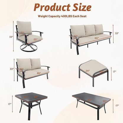 HOMREST Patio Furniture Sets 7 PCS Outdoor Metal Conversation Sets, 360 Degree - Image 6