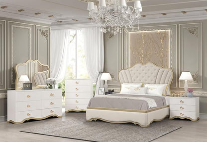 First of a Kind Athena Luxury 4-Piece Queen Bedroom Set in Ivory by FirstofaKind