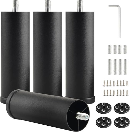 4 Pack Furniture Legs Cabinet Metal Cylinder Risers Legs M8 Screw in Support by Unknown