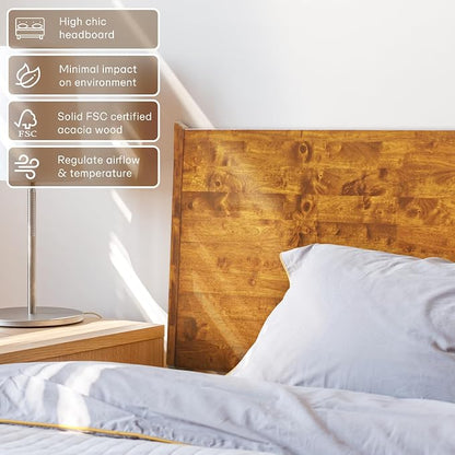 Acacia Haven King Wooden Bed Frame, 100% Solid Wood Platform Bed - Image 4