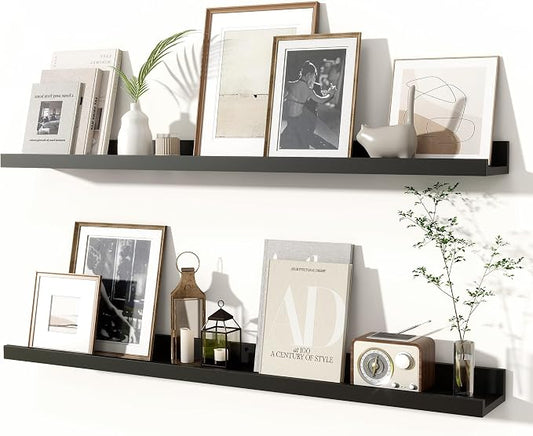 Fun Memories Picture Ledge Shelves Set of 2, 36 Inch Rustic Wall Mounted by FunMemories
