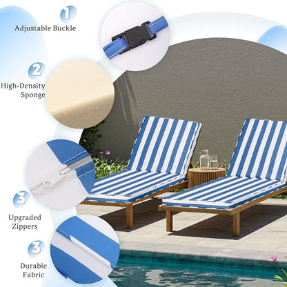 Chaise Lounge Cushions Outdoor Set of 2 - Image 3